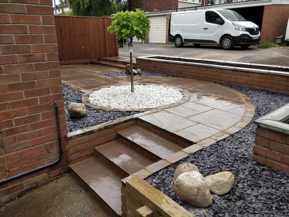 idea for small front gardens without grass suing paving and aggregates