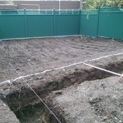foundations for a retaining wall and landscaping project
