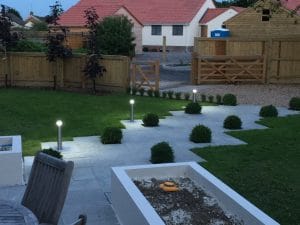 well lit garden path
